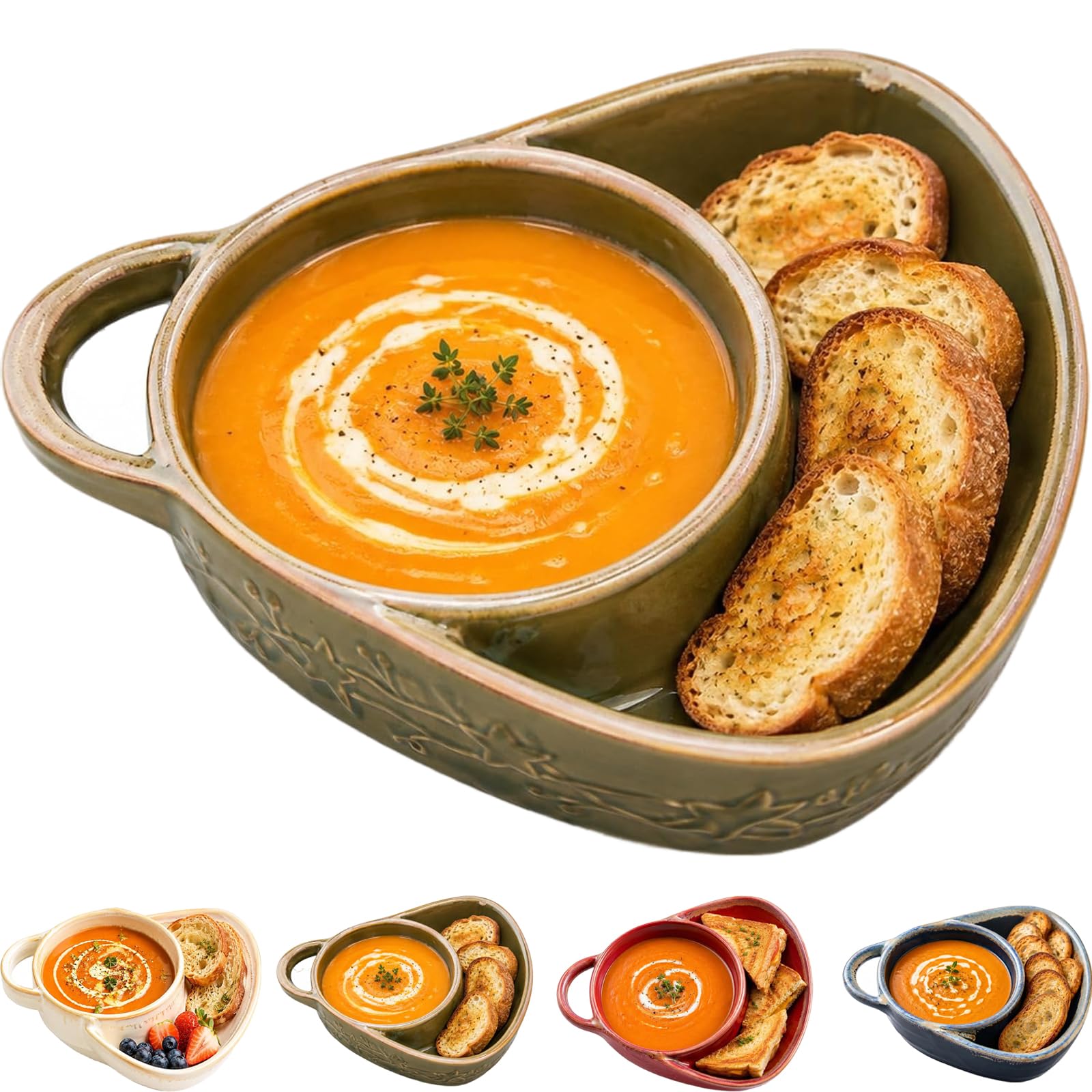 Set composto da ciotola e piatto per zuppa e sandwich, pratico set da