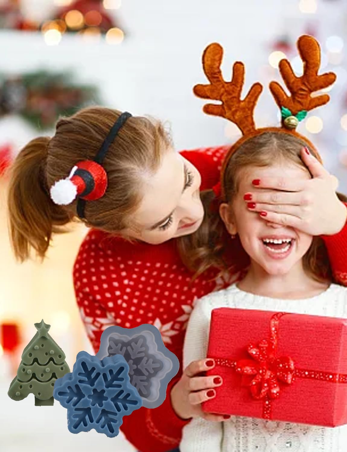 Lot De 6 Moules En Silicone 3D Noël - Lutins Père Noël, Flocon Et Sapin - Idéal Pour Bougies, Savons Et Décorations Festives