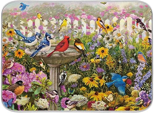 Miniatura 1 de Autumn Bird - Tapetes de secado de platos pequeños para encimera de cocina absorbente reversible almohadilla escurridora de platos de 16 x 18