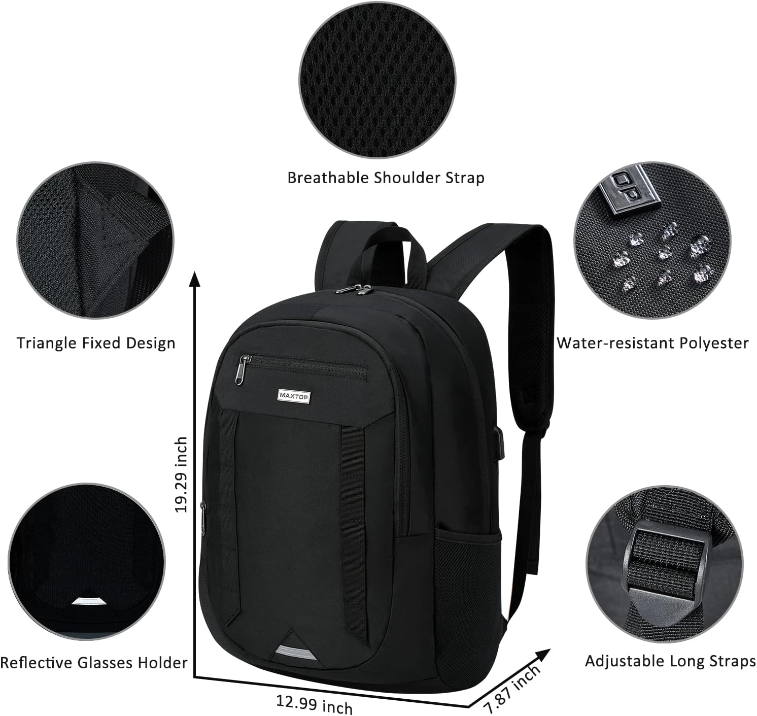 MAXTOP Laptop Backpack Business Computer Backpacks with USB Charging Port College Bookbag Fits Laptop up to 17 inch