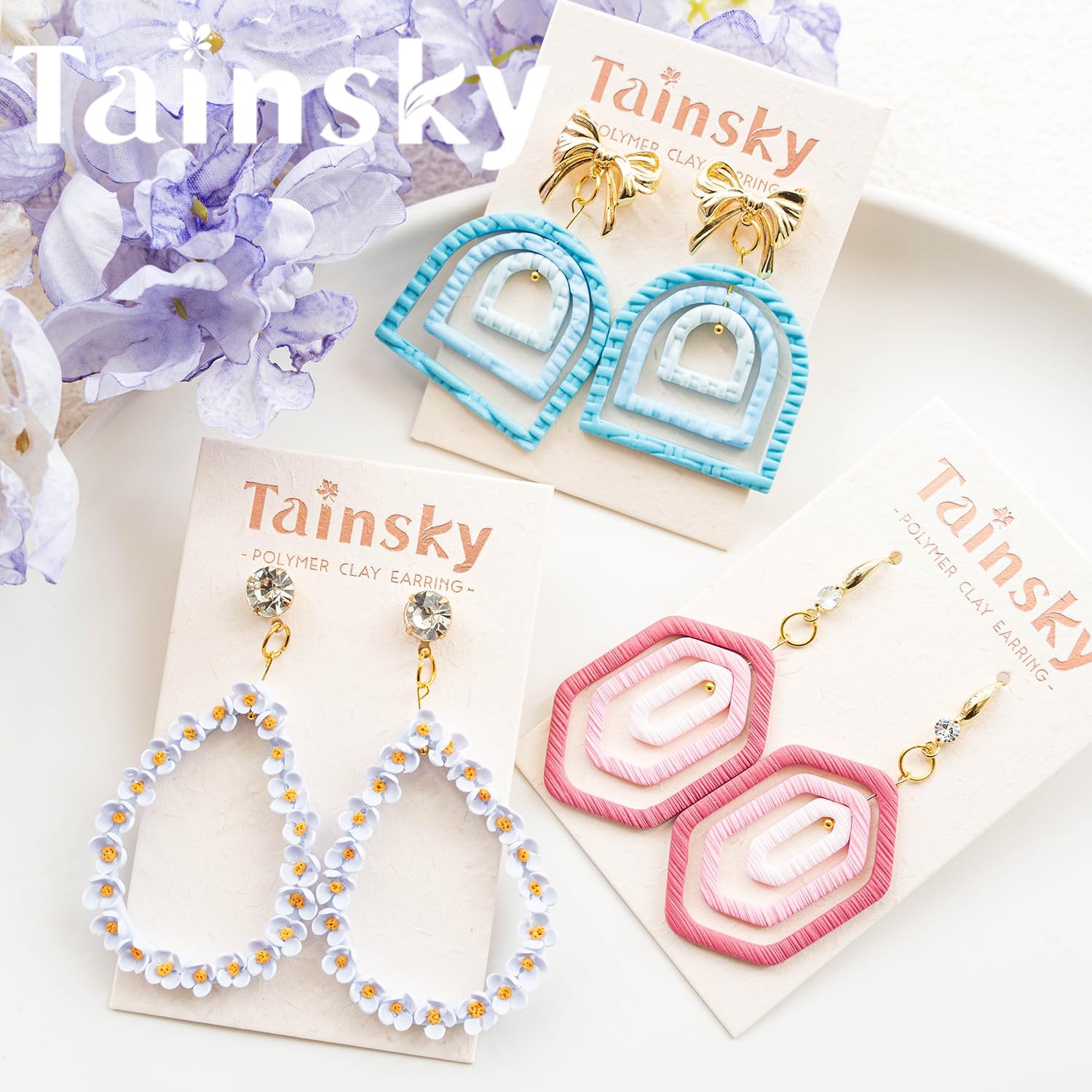 Tainsky Organic Shapes Clay Cutters for Polymer Clay Jewelry, 15 Shapes Basic Shapes Polymer Clay Cutters for Earrings