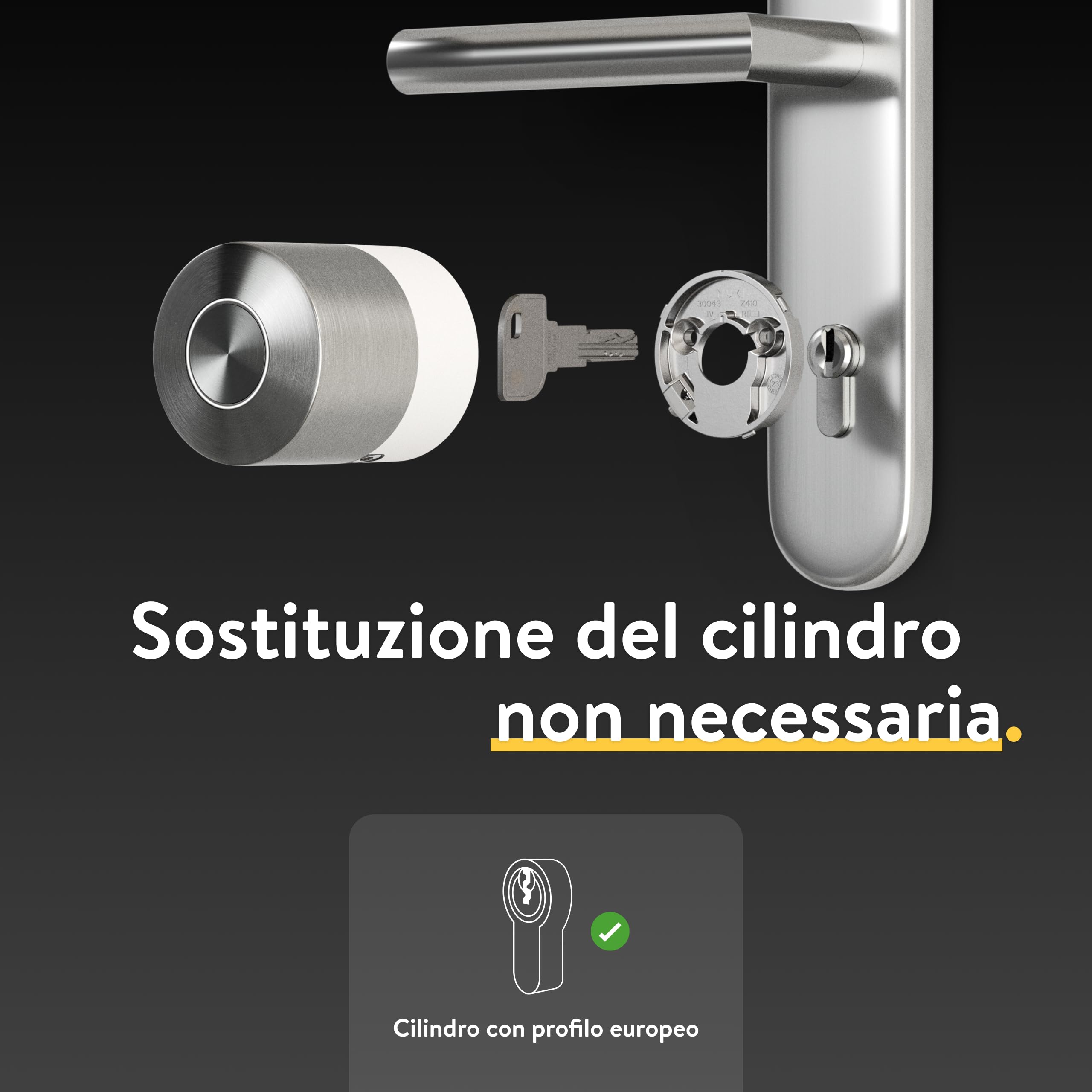 Nuki Smart Lock Pro con Bluetooth, Wi-Fi & Matter, Integrazione in Smart Home, Serratura elettronica per chiusura remota, installazione retrofit senza sostituzione del cilindro