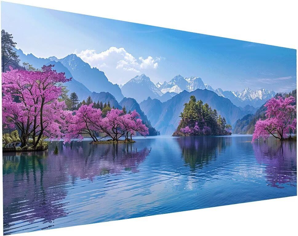 Peinture diamant lac 5D 50x100 cm grand format paysage nature pour loisir créatif adulte