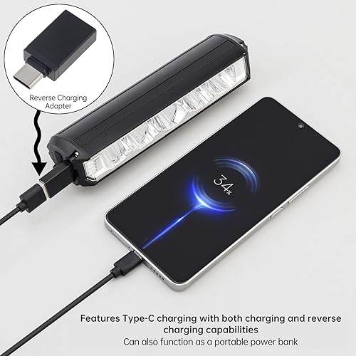 Miniatura 2 de Luz LED súper brillante para bicicleta, 5600 lúmenes, banco de energía de 10000 mAh y recargable USB-C, linterna de aluminio impermeable IPX5 con