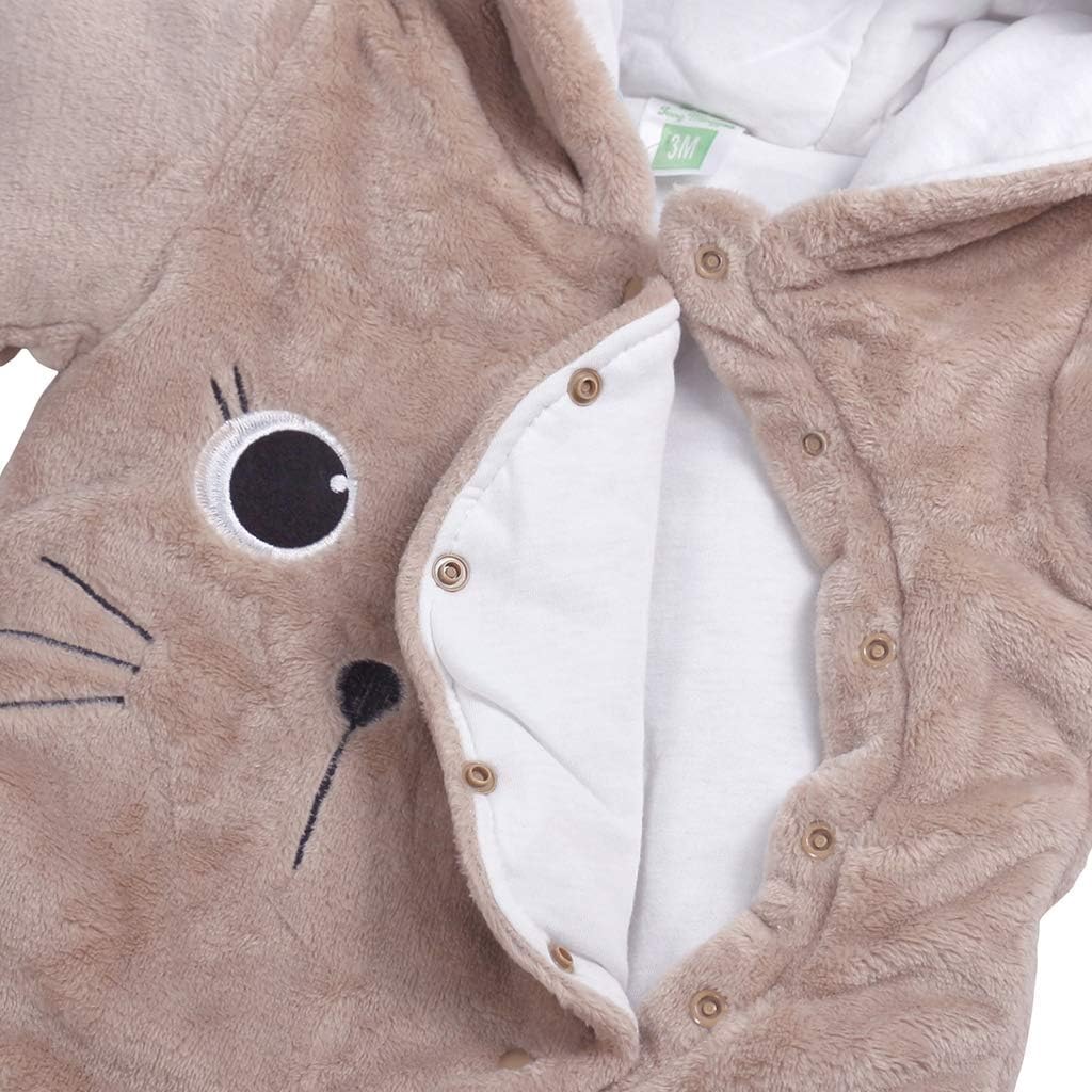 JiAmy Newborn Baby Winter Hooded Romper Fleece Snowsuit Jumpsuit Cartoon Cat Outfits 0-12 Months - Image 6