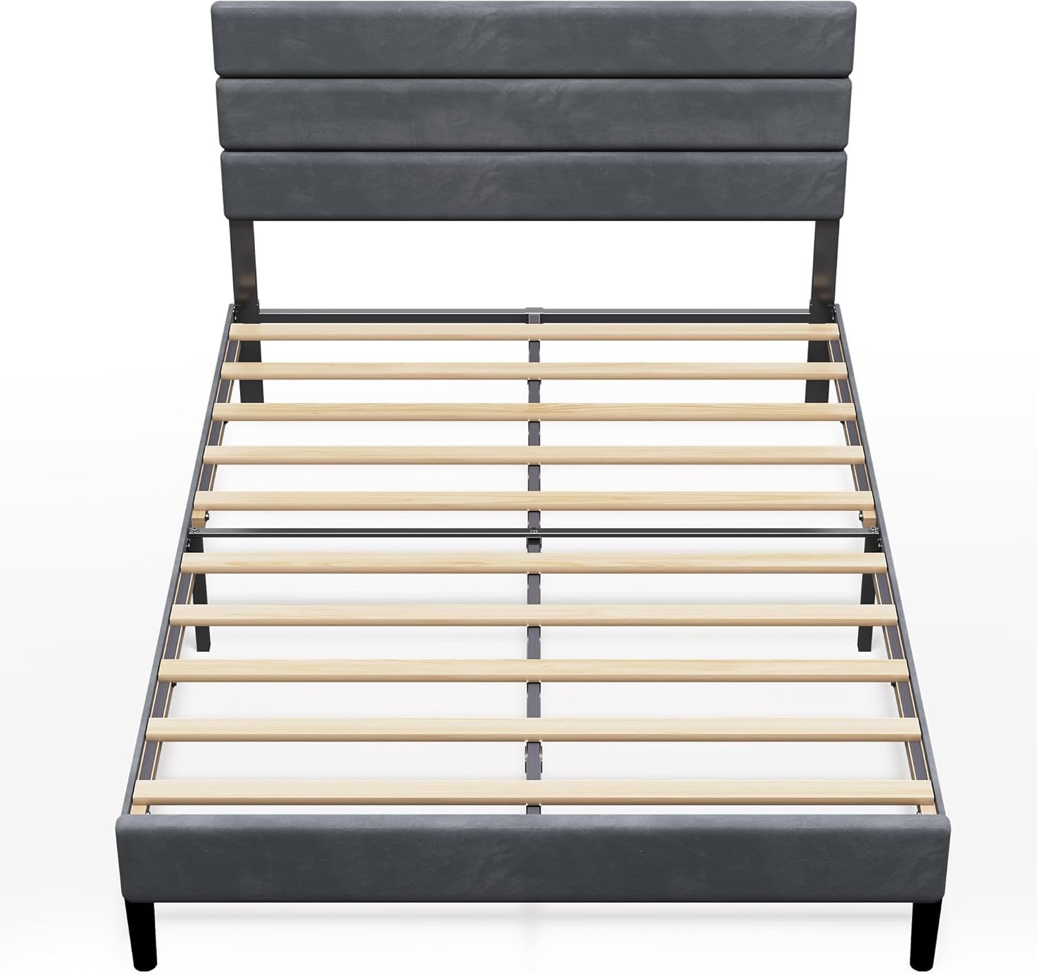 WLIVE Upholstered Bed Frame, Full Size Bed Frame with Headboard, Platform Bed with Wood Slats, 1500LBS Mattress Foundation, No Box Spring Needed, Easy Assembly, Velvet Grey