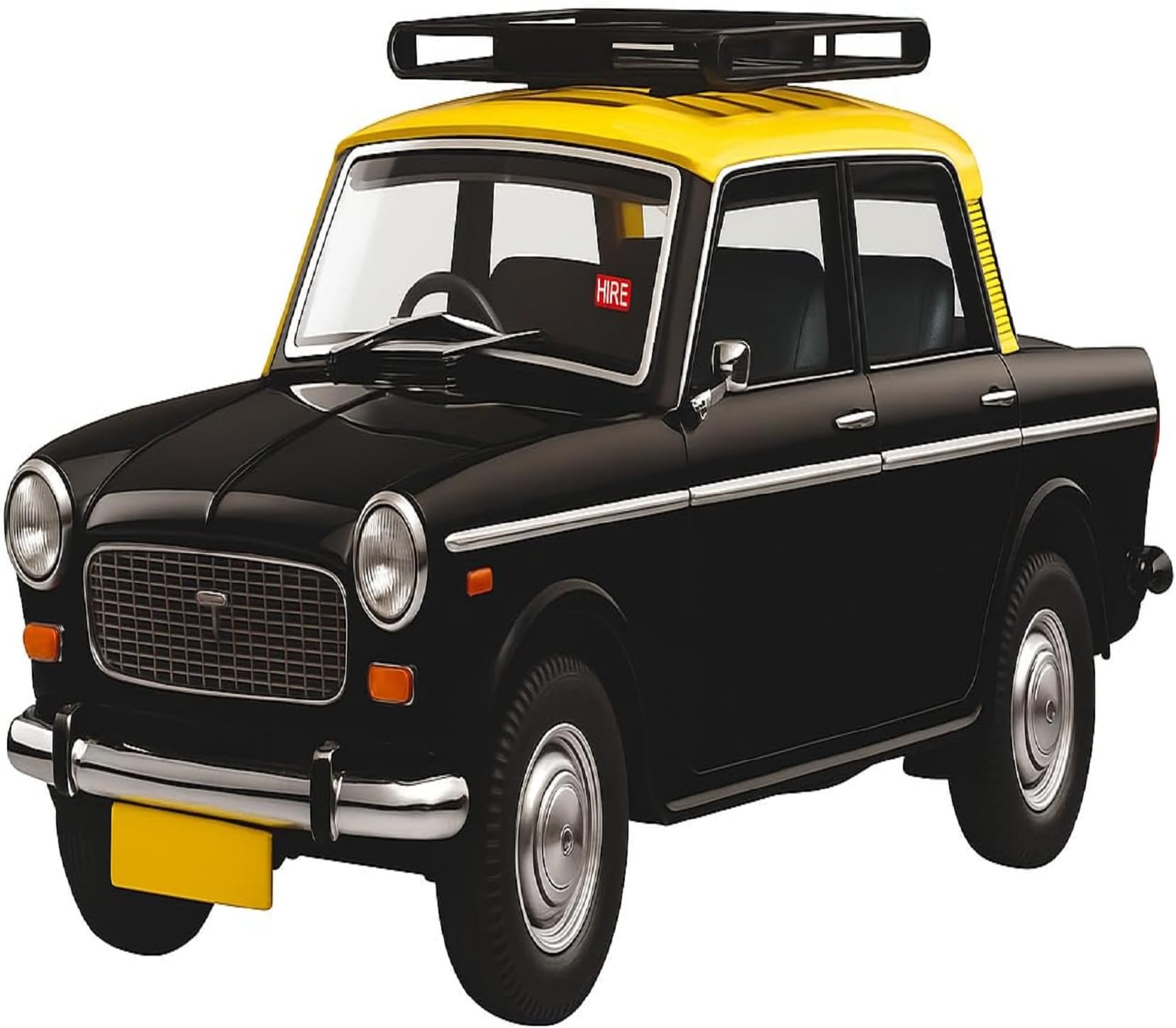 - Sheel® Mumbai Taxi Toy Car for Kids – Pull Back Action, Opening Doors, Classic Indian Design, Vintage Fiat Model (Black & Yellow)