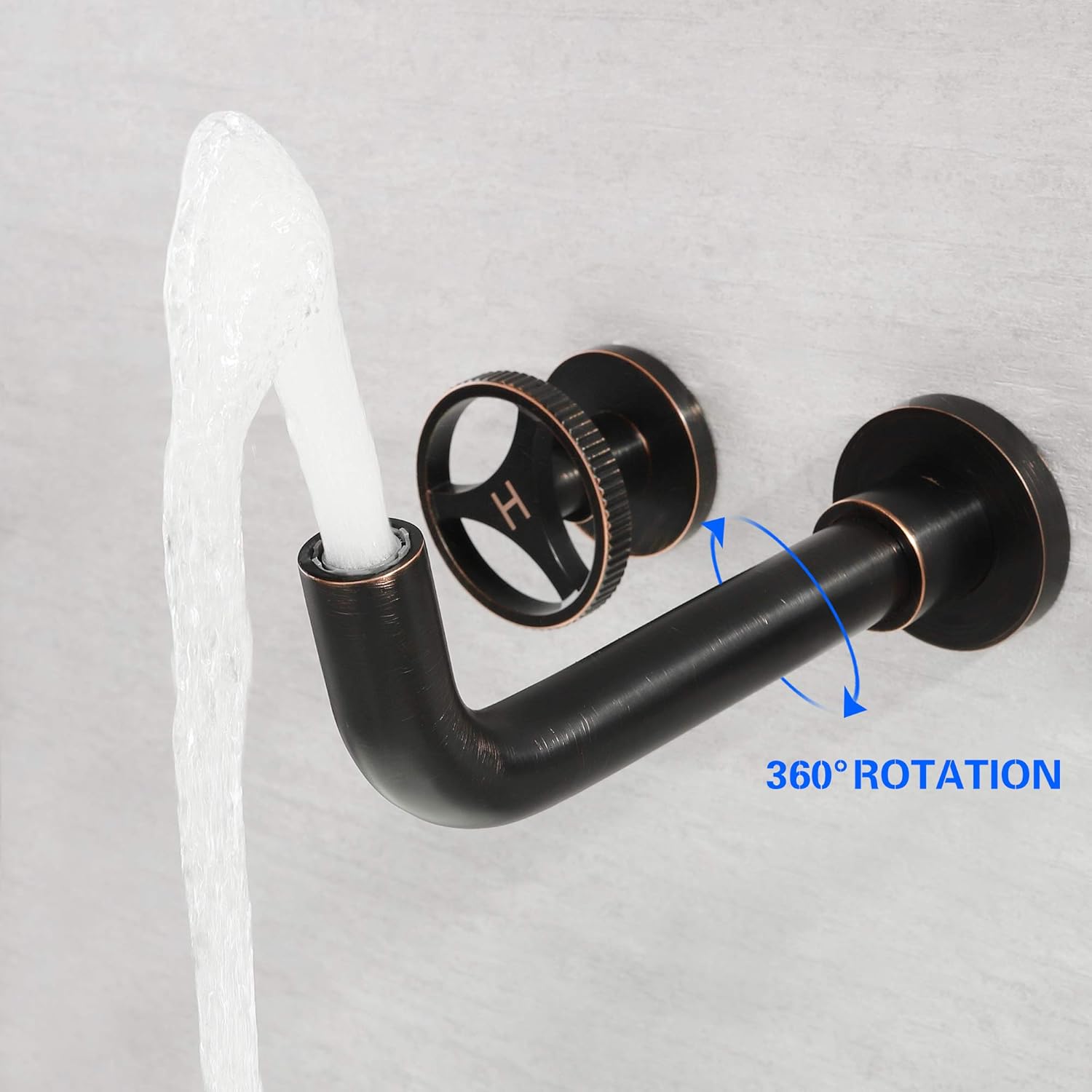 Prоmо 40% оƒƒ Bathroom Faucet Wall Mount 3 Hole Sink Faucet 2 Handle Widespread Bathroom Tub Faucet 360°Rotation Spout with Tub Filler, SKOWLL ORB Finished