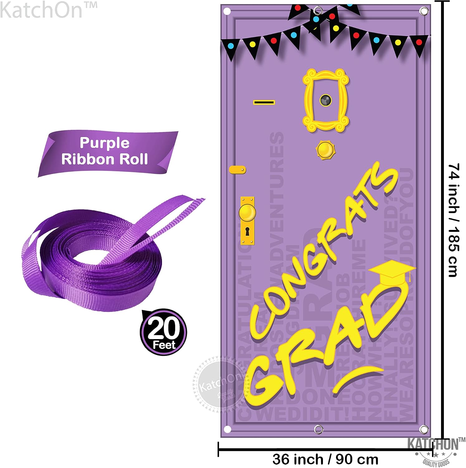Graduation Decorations 2026 | Purple Congrats Grad Banner - Large, 74x36 Inch | Grad Door Banner for Graduation Party Decorations | Grad Decor 2026 | Purple Graduation Door Banner 2026 | KatchOn