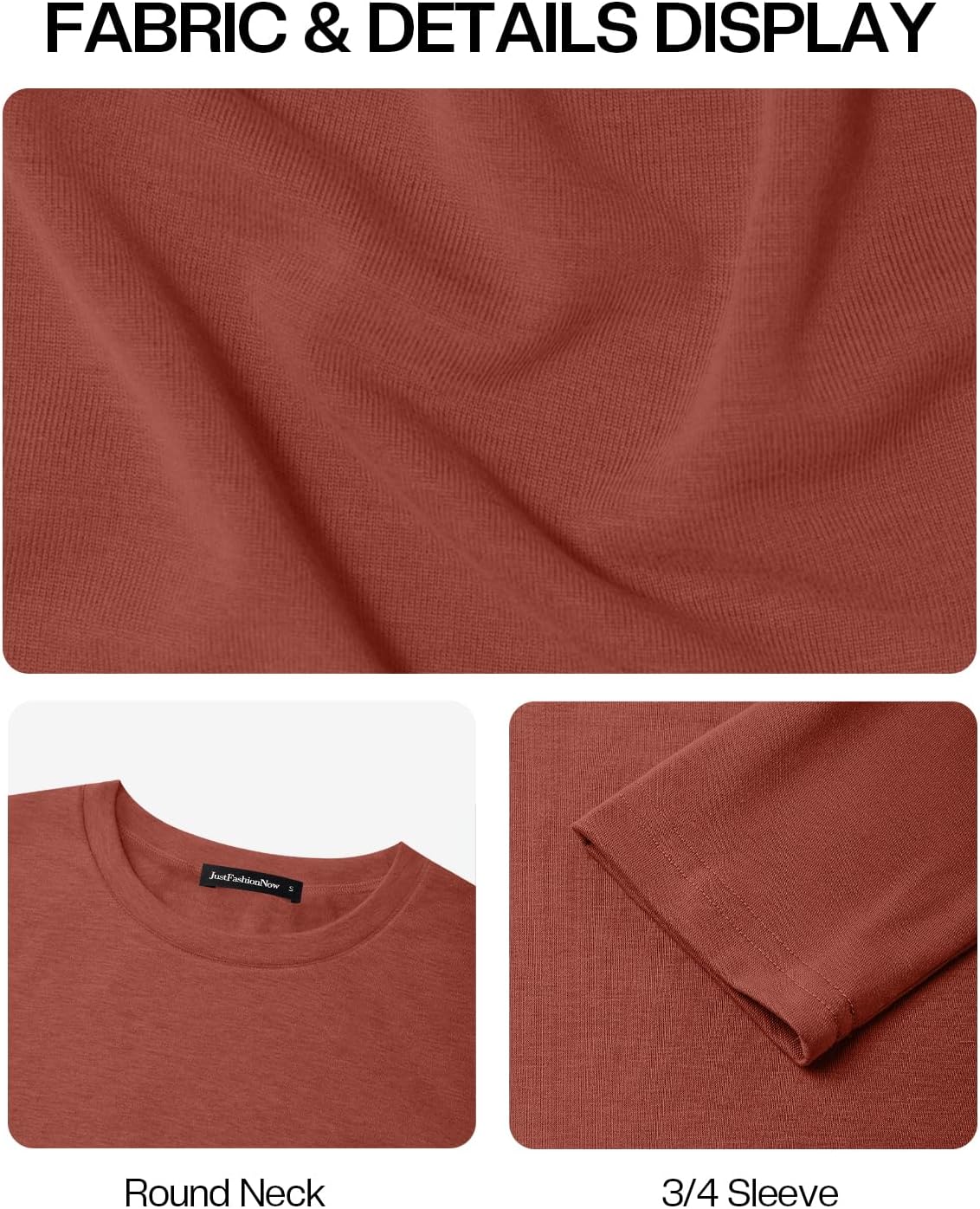 JUSTFASHIONNOW 3/4 Length Sleeve Tunic Tops for Women Loose Fit Dressy Casual Blouses Shirts with Asymmetrical Hem S-3XL - Image 6