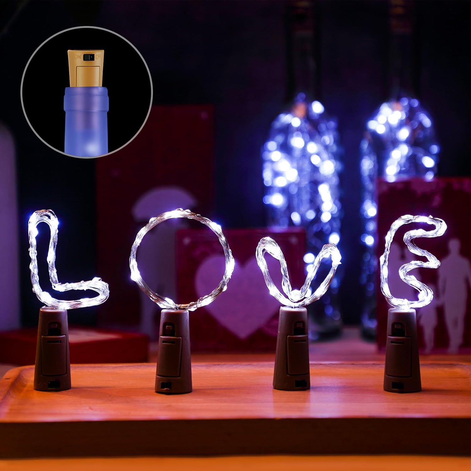 Rtteri 12 Sets Small Empty Wine Bottles with Cork Lights Centerpiece and 30 LED Battery Operated Cork Lights for Birthday Wedding Party Decoration(375 ml,Frosted Bottle)