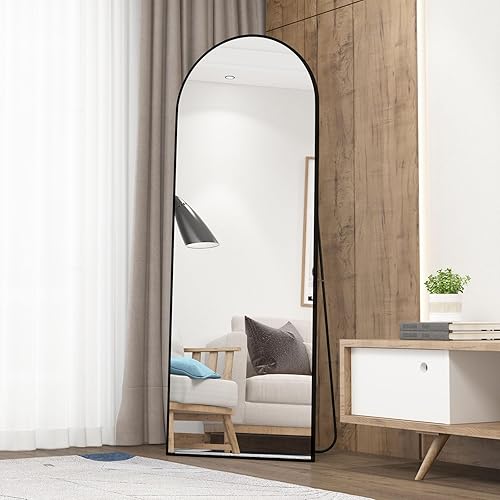 Miniatura 5 de Espejo arqueado de longitud completa de 64 x 21 pulgadas, con soporte, espejo grande de cuerpo completo, para colgar o apoyarse contra la pared