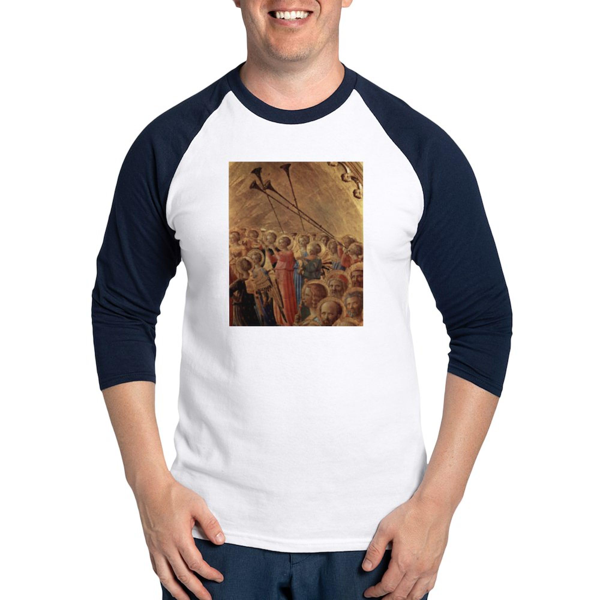 CafePress Medieval Angels Baseball Jersey Men's Cotton Baseball Jersey, 3/4 Raglan Sleeve Shirt Blue/White