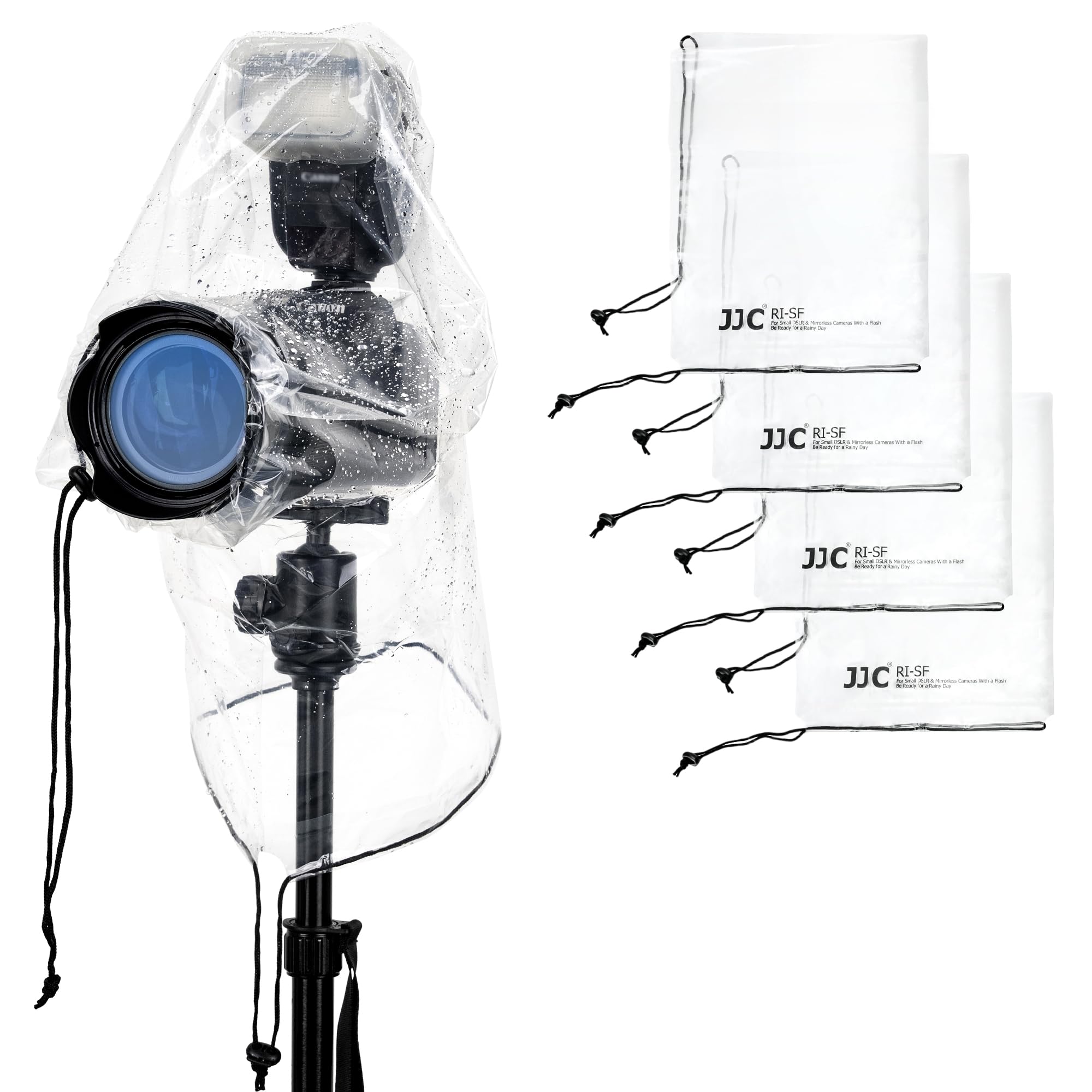 4PCS Clear Camera Rain Cover w Flash for Camera + Lens up to 6.3"x9.8"(DXL)