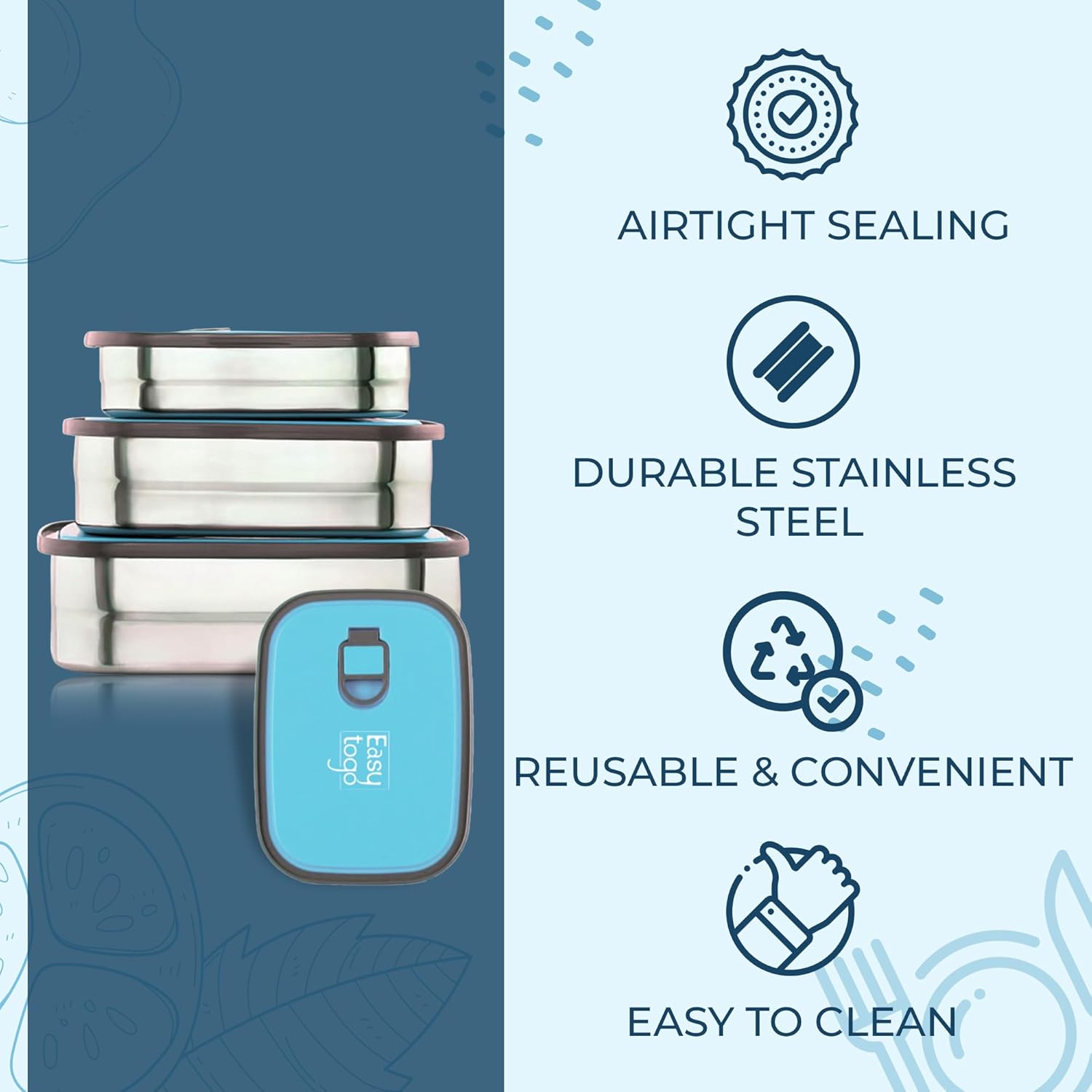 3-Pack Stainless Steel Lunch Containers – Airtight Leakproof Food Storage Boxes for Meal Prep, Snacks & Leftovers – 37oz + 23oz + 12oz, Pink Lid, Reusable Bento Set for Adults - Image 5