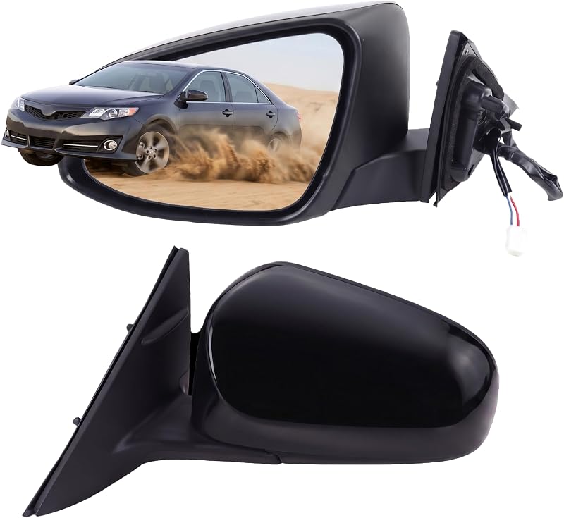Espelho retrovisor externo esquerdo Lqito para Toyota Camry 2012 a 2014, vidro elétrico, rebatimento manual, preto – 3 pinos