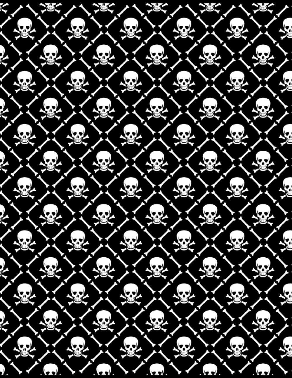 Skull & Crossbones Pattern Notebook Journal with Matte Cover: Black & white notebook journal with all over skull & crossbones pattern