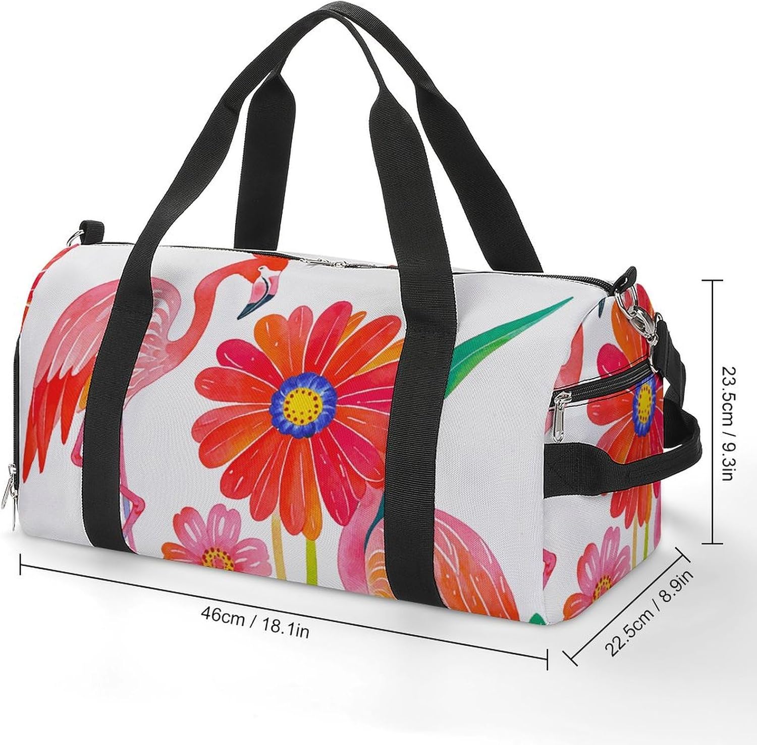 Gym Bag for Men Travel Duffle Bag Flowers And Flamingos Tote Bag Weekender Duffel Bag Weekender Bag for Sports