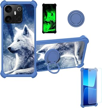 jioeuinly Case Compatible for Maxwest Gravity G64 Phone Case Cover [with Tempered Glass Screen Protector][Hard PC + Soft Silicone][Ring Support] [Luminous Effect] YGL-LAN