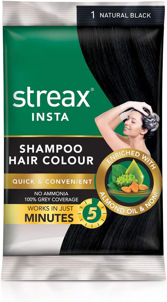 Buycrafty Insta Shampoo Hair Colour Natural Black 25 ml-Pack of 3