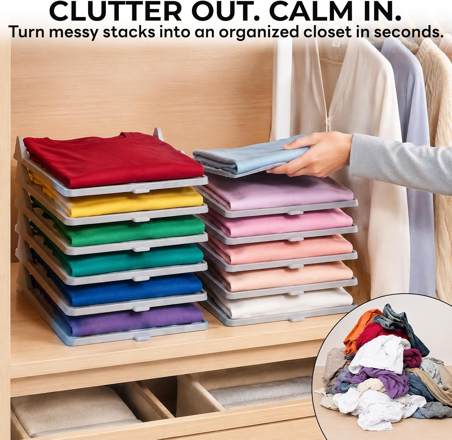 Foldable Laundry Board, Portable Shirt & Clothes Folder Organiser, Quick Folding Tool for Home & Travel, 1 Pack Large Shirt Folding Board & 20 Pack Stackable T-Shirt Organiser Trays for Shirts, Pants