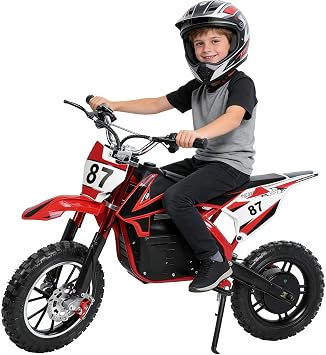 Dirt Bike, Kids Electric Motocross Bike, Off Road Mini Motorcycle, Electric Pocket Bike Motorbike with 36V 500W Motor, 10 Inches Wheels, 25KM/H High Speed Chain, for 6-13 Years Old Red Black