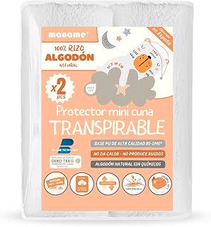 Set of 2 Cot Bed Mattress Covers, 50 x 85 cm, Waterproof, 100% Cotton, Fitted Sheet, Mattress Cover, Side Bed, Anti-Mite, Oeko-TEX BI-OME (50 x 85 cm)