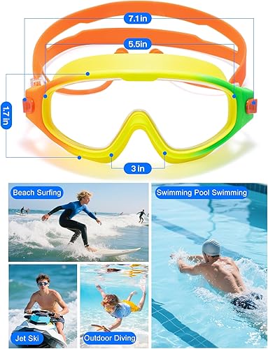 Miniatura 7 de seasprint Swim Goggles for Kids 6-12, Wide View Anti-Fog UV Protection No Leaking,Boys Girls Youth Swimming Goggles