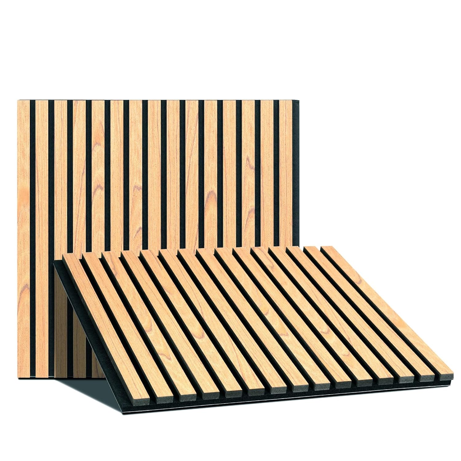 Upgraded Wood Slat Wall Panels, 23.82"  23.82" Soundproof Panels for Interior Wall Decor, 2 Pack Acoustic Panels for Wall - Sound Absorbing Wood Panels for Home, Studio, Office(Oak)