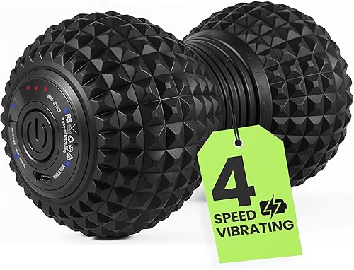 Pelota de masaje de maní vibrante de 4 velocidades para relajación muscular específica y apoyo de movilidad | Rodillo de presión profunda