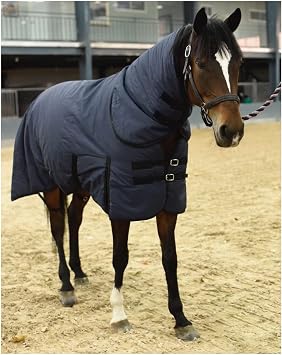 Horse wear for winter navy blue winter cotton 900D horse clothing removable scarf waterproof equestrian supplies multi-dimensional Size 61.0 inches 155 cm