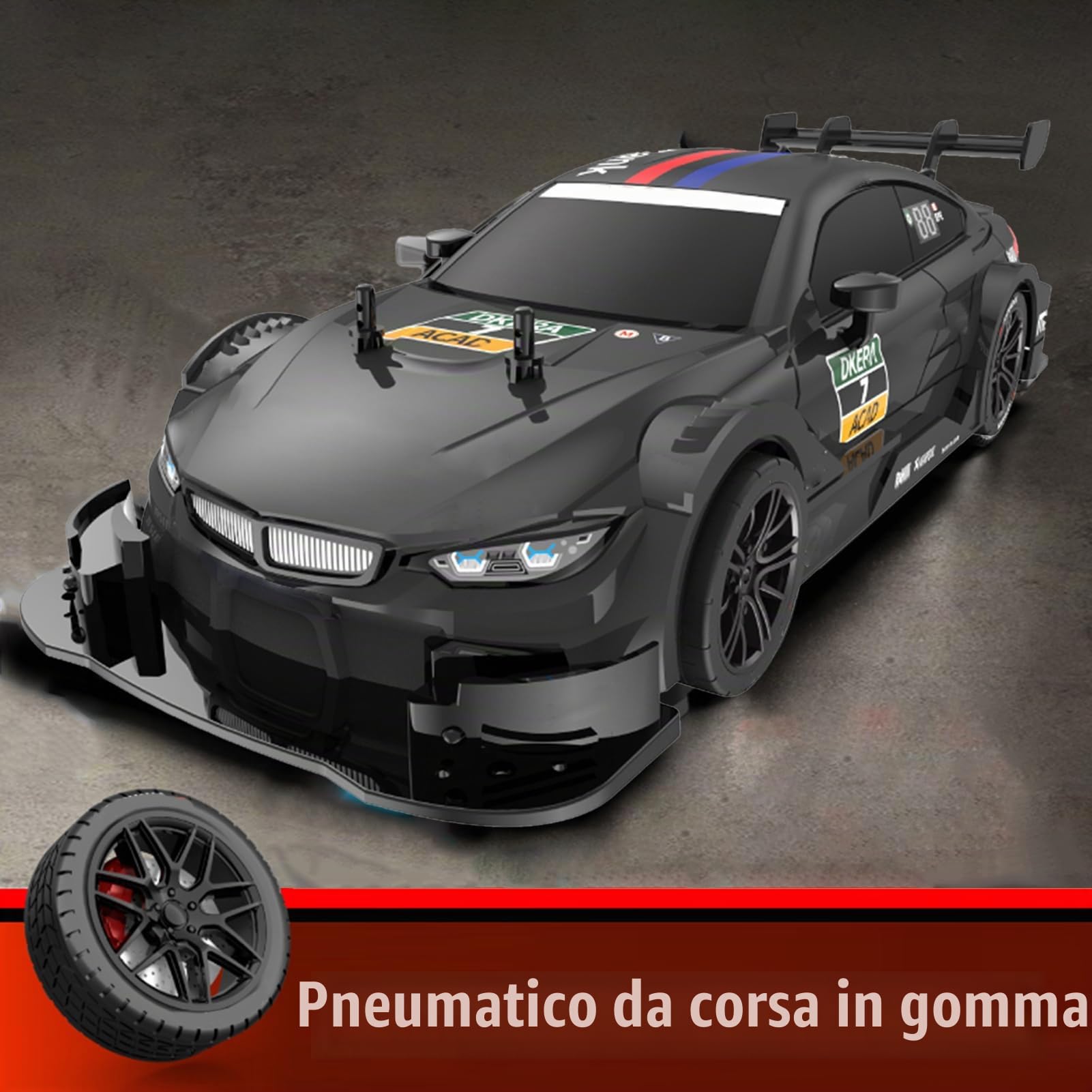 Goolsky Auto da Corsa Telecomandata 1/16 Auto Telecomandata 2.4GHz 4WD Auto da Corsa Telecomandata Regalo per Bambini Ragazzi Ragazze Pneumatici Sostituibil Giallo