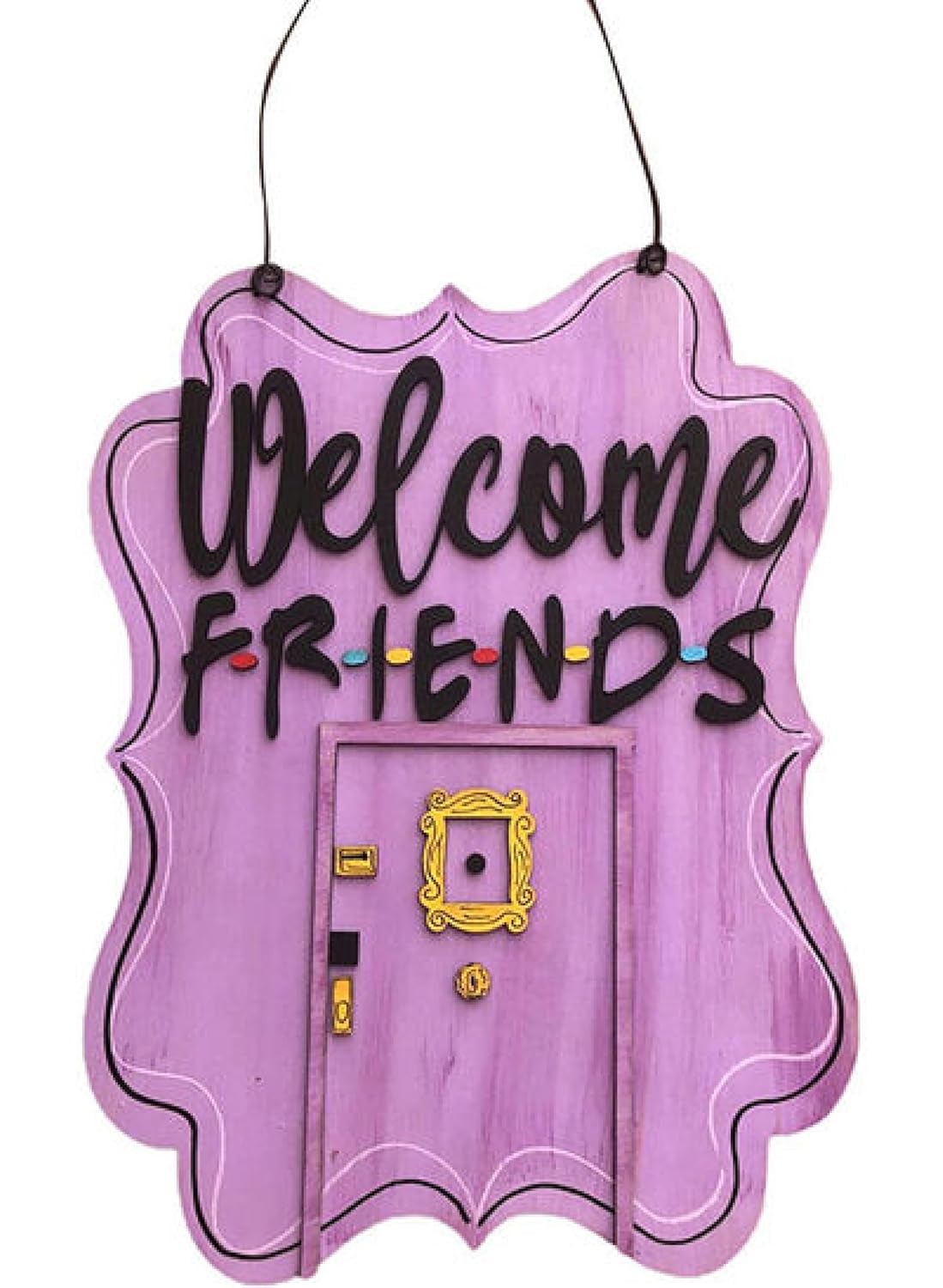 YQbest Friends Sign,Friends Themed Wooden Door Sign for Front