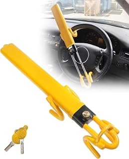 bylikeho Adjustable Steering Wheel Lock - Heavy-Duty Double Hook Anti-Theft for Cars SUVs Trucks, Fits 5.3-14.1" Wheels
