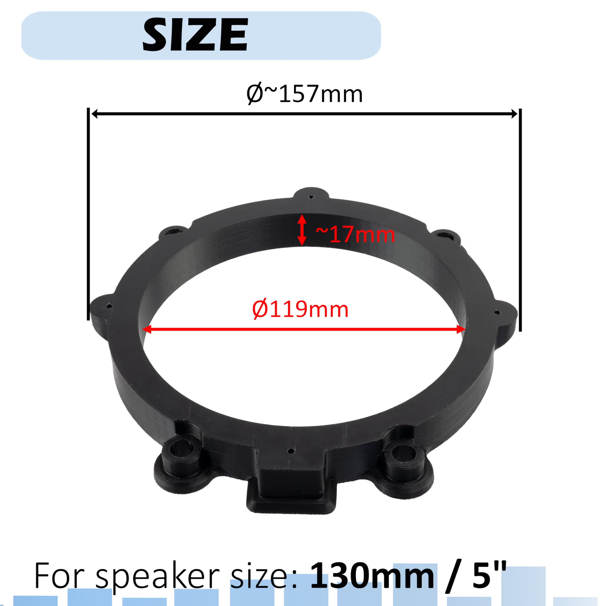 Aerzetix - Kit di 2 adattatori/supporti per altoparlanti Ø130mm per porte anteriori | compatibile con Mercedes Sprinter W906, Vito W639, VW Crafter I