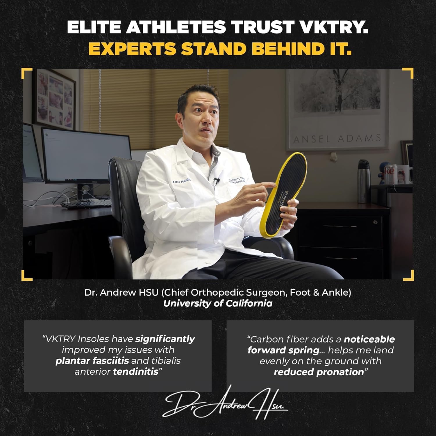 VKTRY Gold for Non-Cleated Shoes - Carbon Fiber Performance Insoles - Customized Athletic Inserts for Sports Basketball Volleyball Running & More | Shock Absorption US M7.5-8, W9.5-10, 121-170lbs