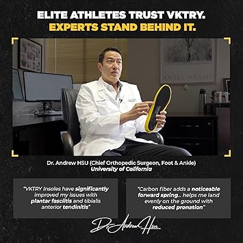 VKTRY Gold for Non-Cleated Shoes - Carbon Fiber Performance Insoles - Customized Athletic Inserts for Sports Basketball Volleyball Running & More | Shock Absorption US M2.5-3, W4.5-5,lt;120lbs