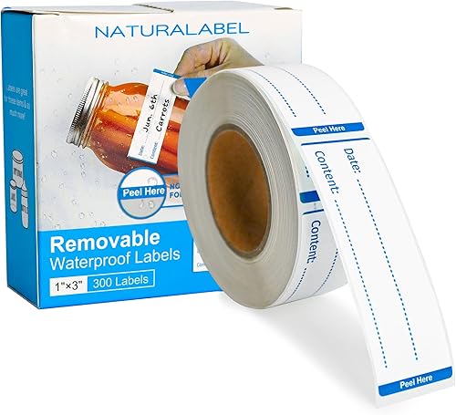 NATURALABEL - 300 calcomanías autoadhesivas extraíbles para almacenamiento de alimentos, 1 x 3 pulgadas, etiquetas de clasificación de