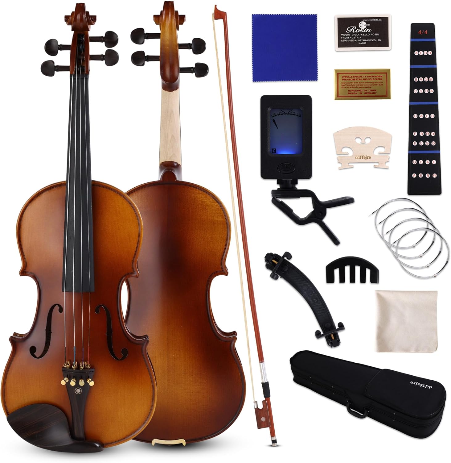 Violin 4/4 Full Set,Violin For Kids,Women,Girls,Beginners,Acoustic Solid Violin With Ebony Accessories For Room Home Office Decoration,Gift