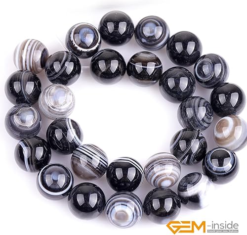 Miniatura 54 de GEM-Inside - Cuentas sueltas de piedra de lava negra natural de 0.315 in para hacer joyas, 15 pulgadas Cordierita de grado A