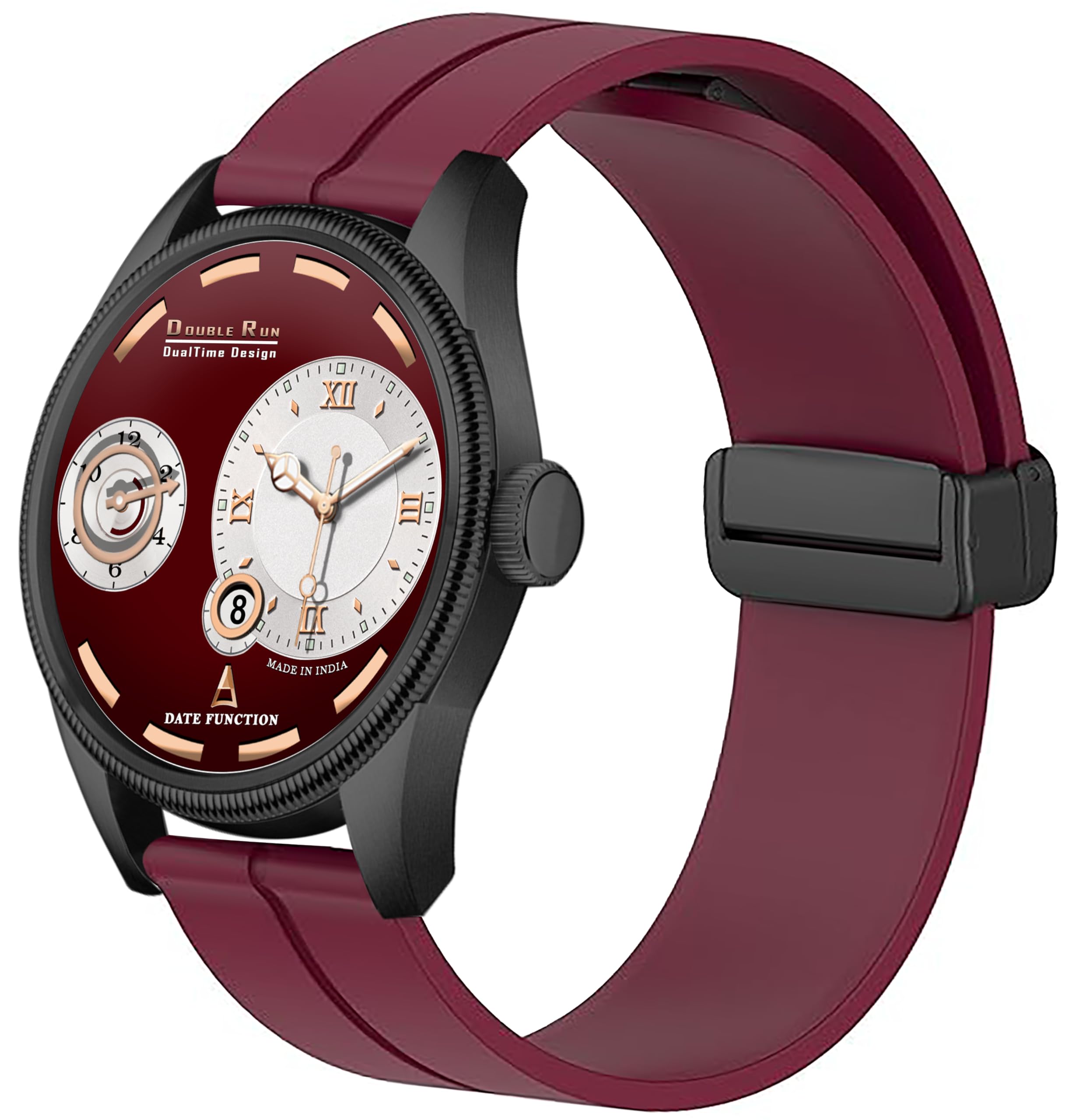 DOUBLERUN Chonograph Date Display Analoge Silicone Magnetic Strap Watch for Men, Series B-160-00 (Red) (B0DCN9C83K) Amazon Price History, Amazon Price Tracker