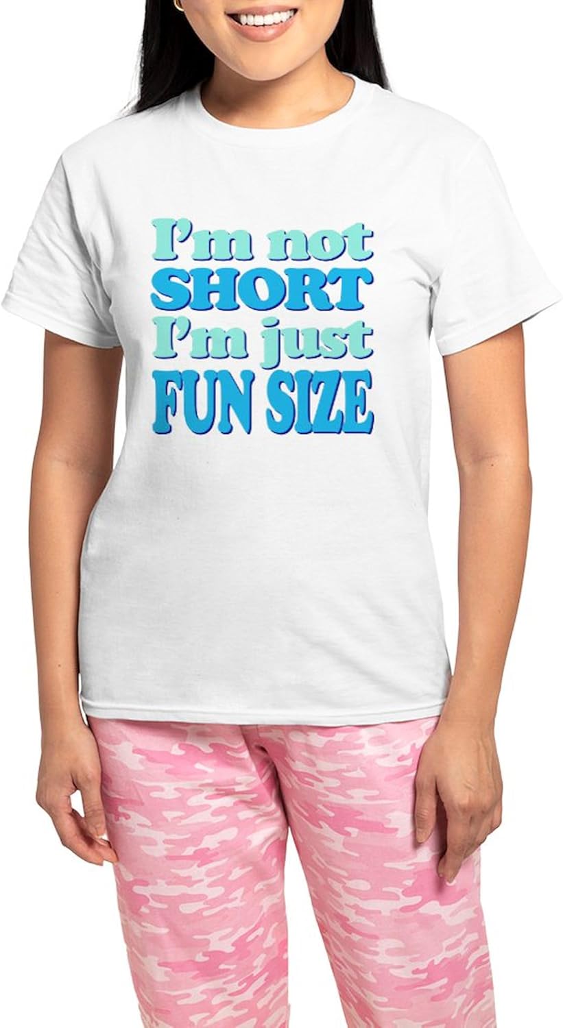 CafePress Im Not Short, Im Fun Size Pajamas Women's Novelty Cotton Pajama Set, Comfortable PJ Sleepwear