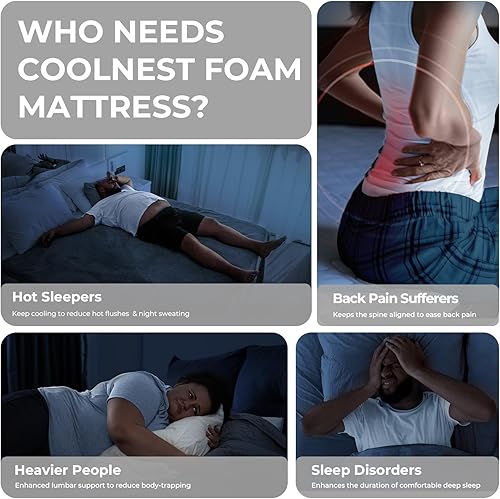 Miniatura 9 de Sweetnight CoolNest - Colchón tamaño King de 14 pulgadas, colchón refrescante de espuma viscoelástica King para un sueño nocturno fresco, soporte