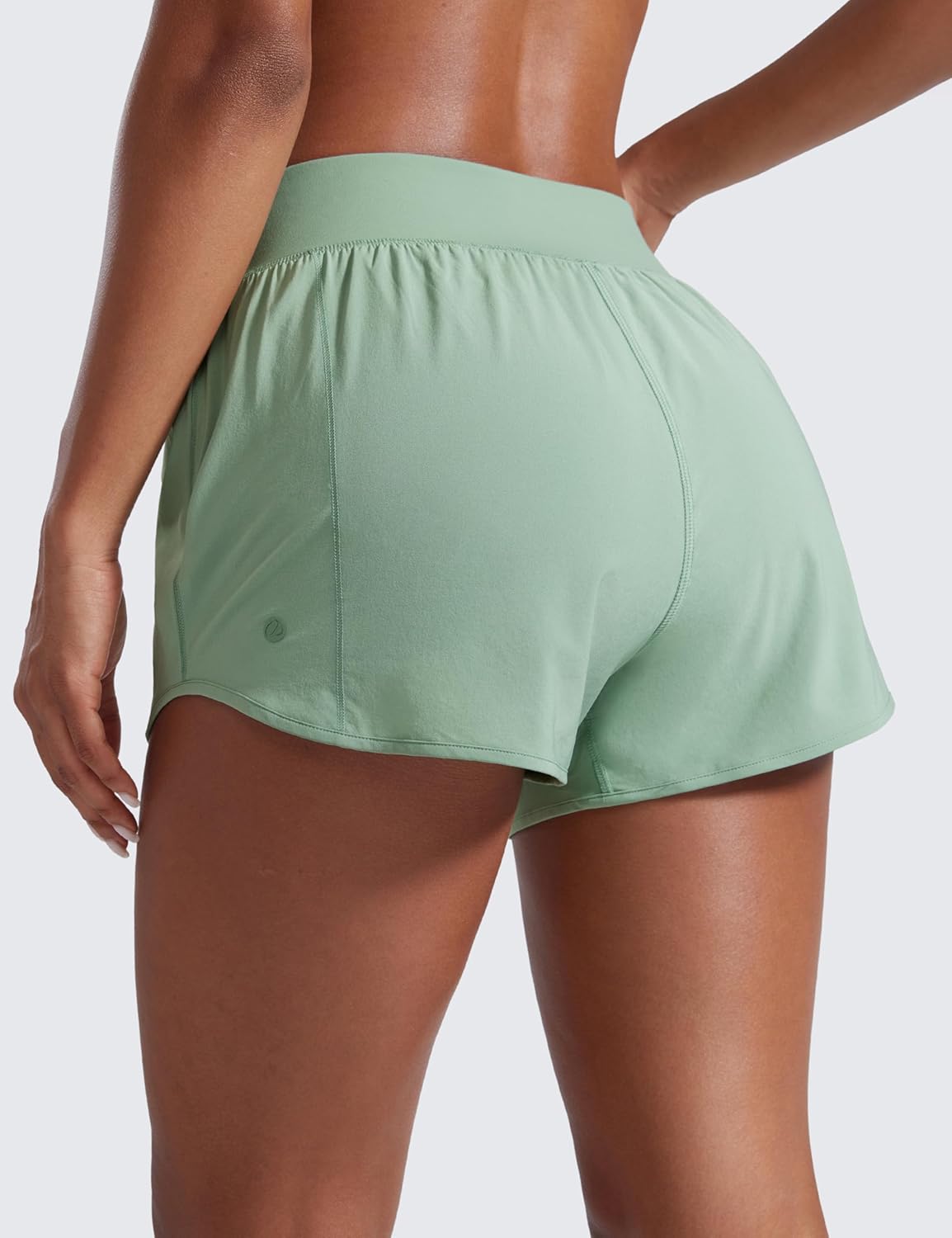 CRZ YOGA Mid Flat Waisted Running Shorts for Women 3" - Mesh Liner Quick Dry for Workout Sport Athletic with Zipper Pocket - Image 2