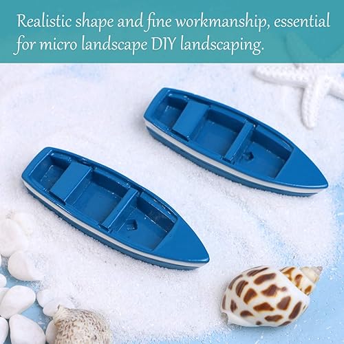 Miniatura 5 de Framendino, 2 juegos de mini bote de remos mini bote de madera con remos para accesorios de jardín de hadas