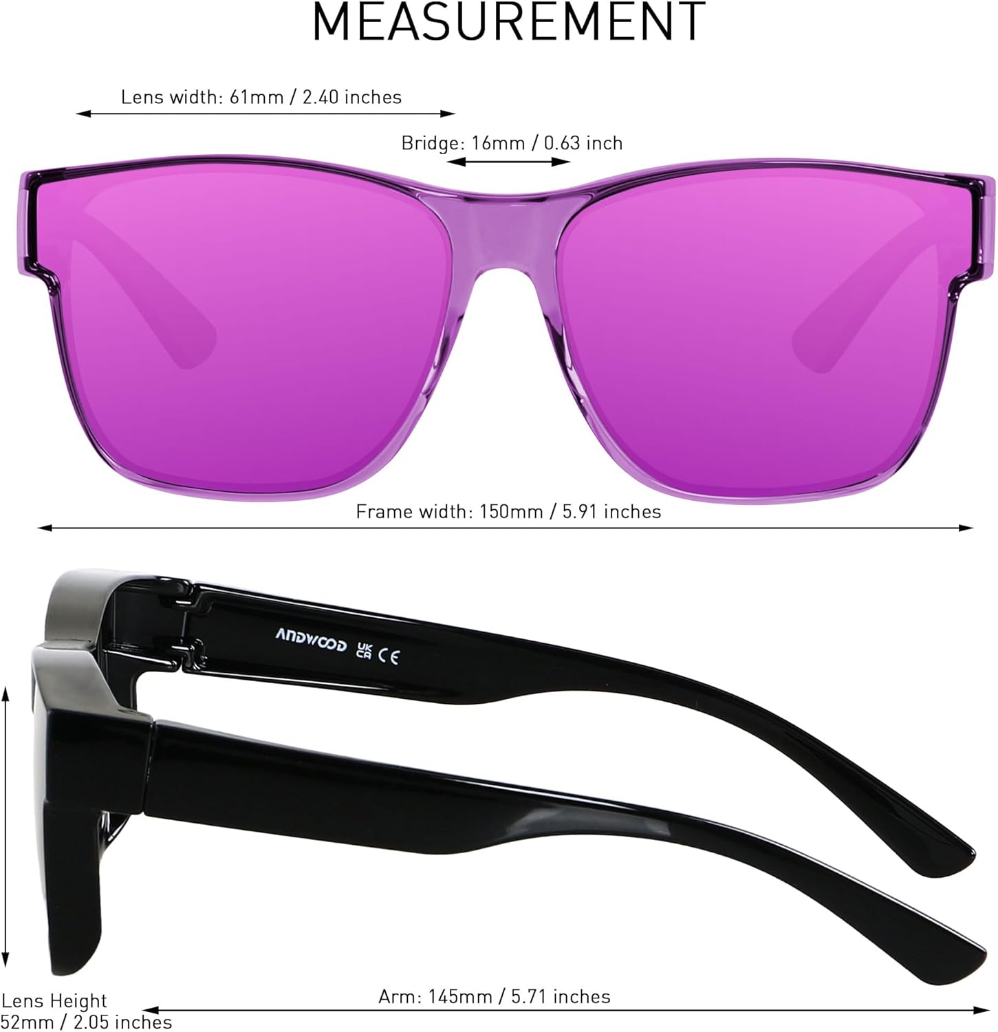 ANDWOOD Fit Over Glasses Polarized Sunglasses for Women Men Oversized Square Shades UV400 Protection - Image 6