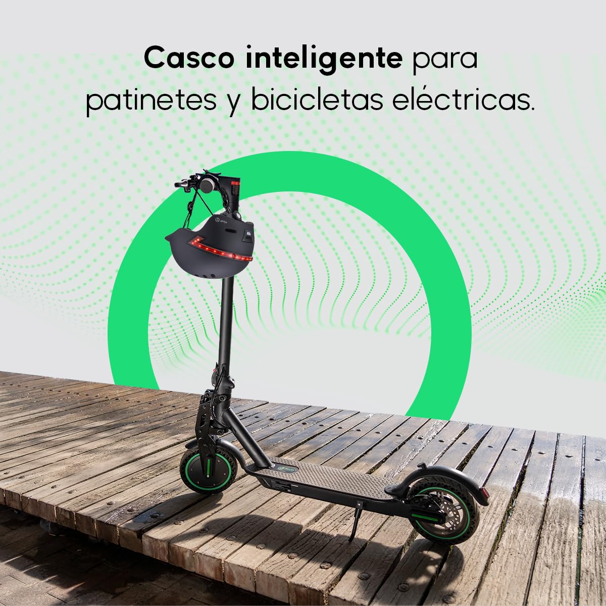 YOUIN MA1015B Casco Inteligente LED para Patinete y Bicicleta Bluetooth con Mando Remoto para Luces Intermitentes, batería Recargable USB Norma Seguridad EN1078 Talla L (58cm a 61cm)