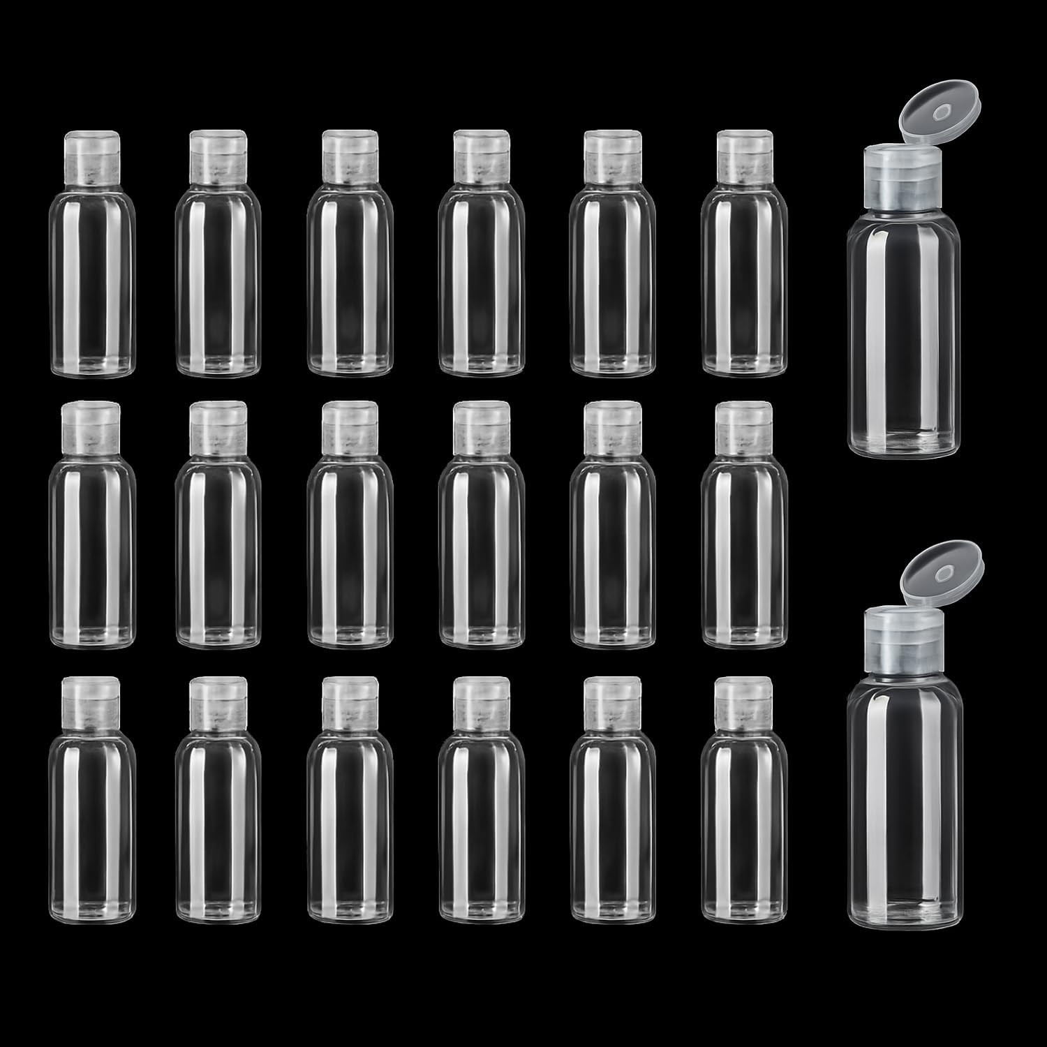 20Packs 20ml Clear Plastic Flip Cap Squeeze Bottles Empty Refillable Transparent Travel Containers Leak-Proof Travel Size Bottles for Toiletries, Shampoo, Lotion, Hand Sanitizer, Cosmetic Liquid