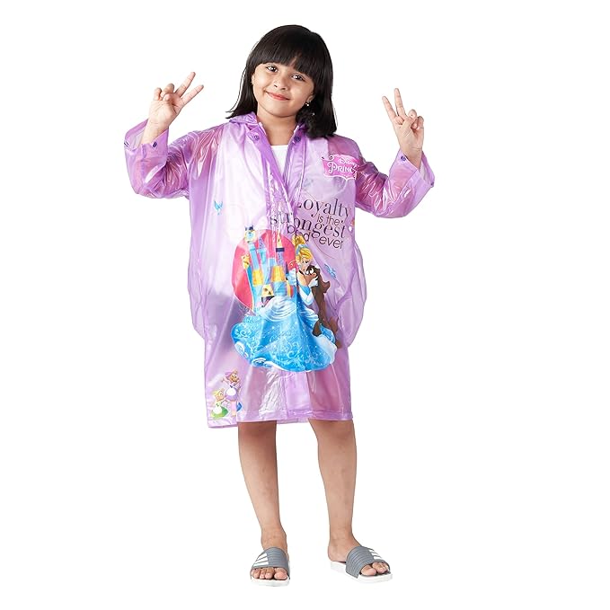 ZEEL Kids Raincoat with Hood Barbie Doll Printed Rainsuit with Backpack Design Ponchos