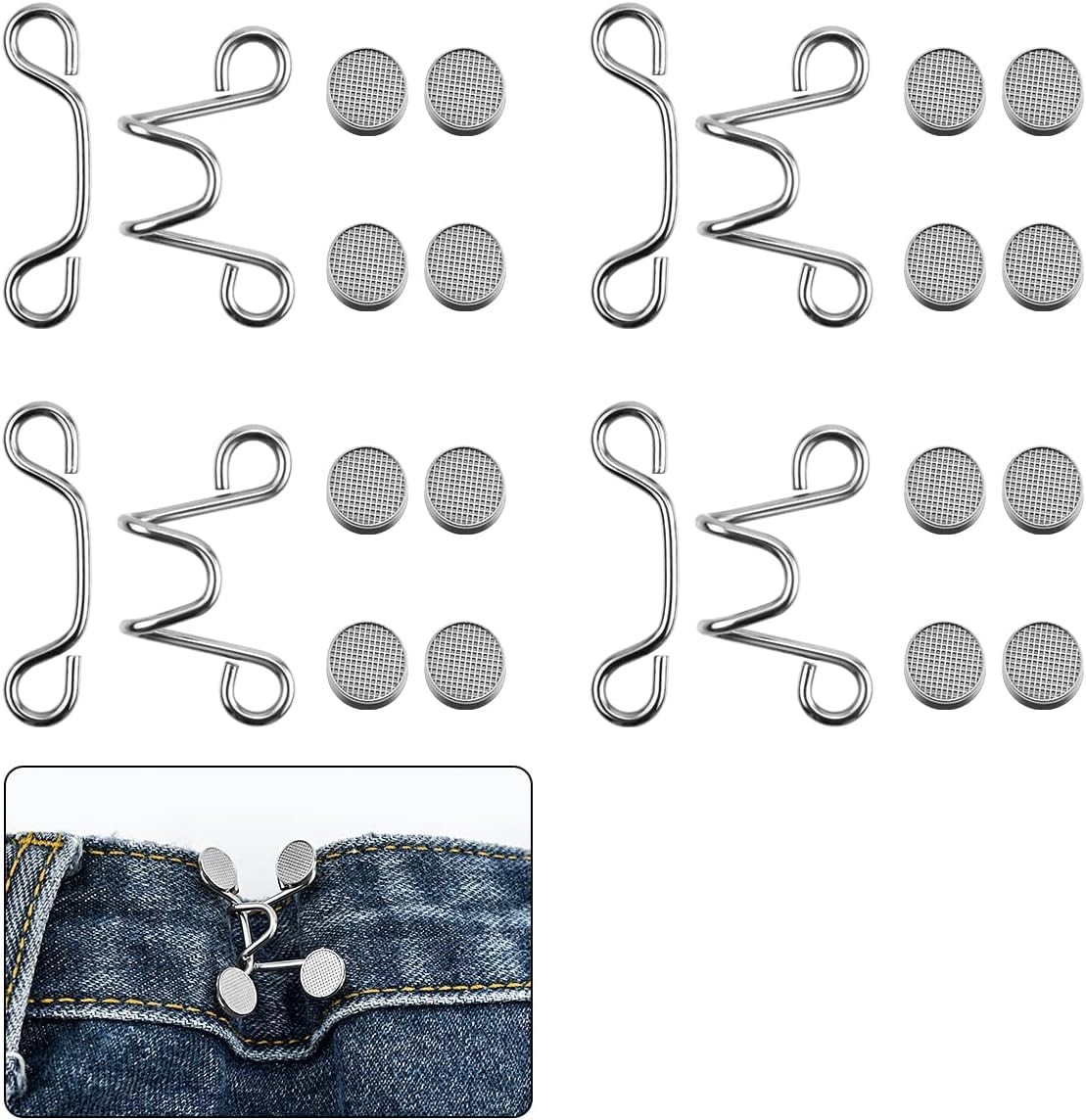 DIANZHU Waist Buckle Extender 4Set Metal Skirts With Hook DIY Expansion Durable Waistd Adjustable Jean Button For Pants Reusable Disassembly Sewing Tools
